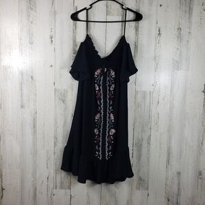 3/$15 love fire boho off the shoulder embroidered mini dress women' size medium
